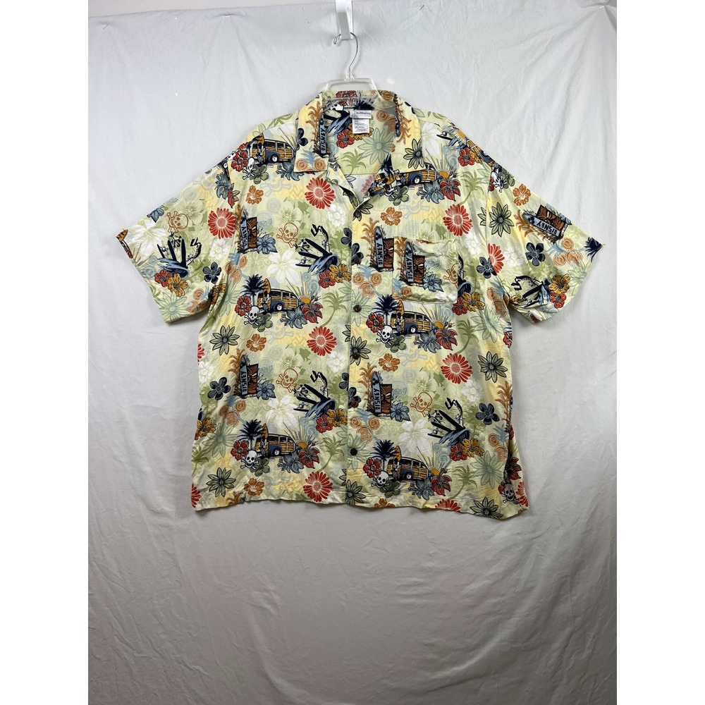 Walt Disney World Button Up Shirt Mens XXL Resort Tiki Mickey Mouse BBQ Surf
